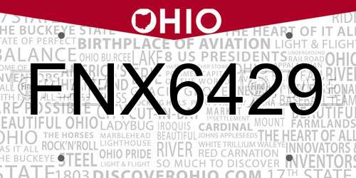 FNX6429 Ohio License Plate