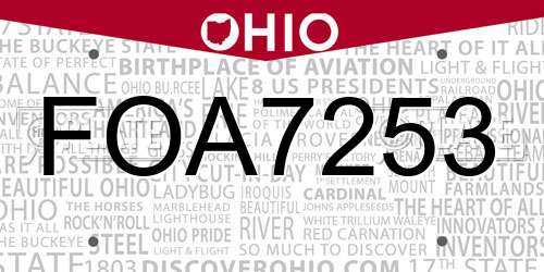 FOA7253 Ohio License Plate