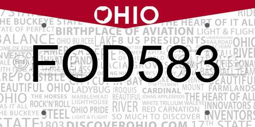 FOD583 Ohio License Plate