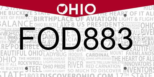 FOD883 Ohio License Plate
