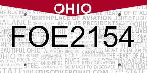 FOE2154 Ohio License Plate