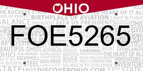FOE5265 Ohio License Plate