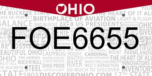 FOE6655 Ohio License Plate