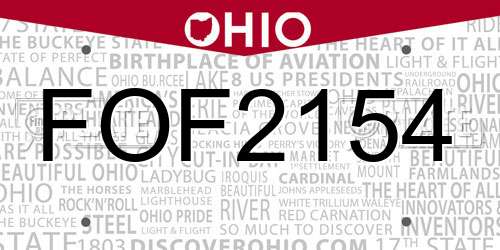 FOF2154 Ohio License Plate