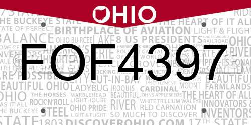 FOF4397 Ohio License Plate