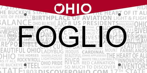 FOGLIO Ohio License Plate