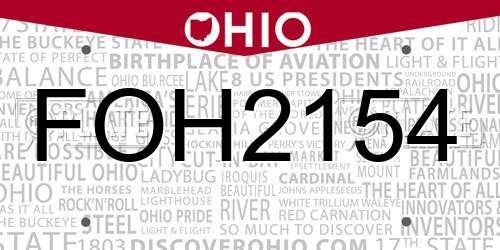 FOH2154 Ohio License Plate