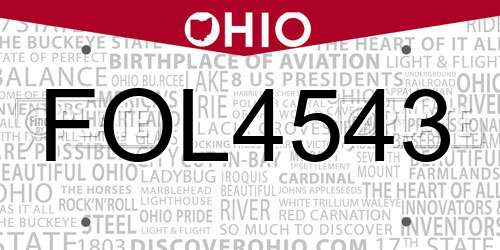 FOL4543 Ohio License Plate