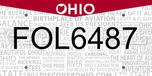 FOL6487 Ohio License Plate