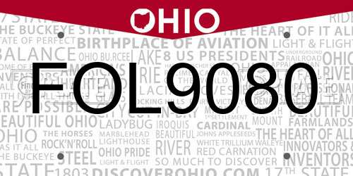 FOL9080 Ohio License Plate