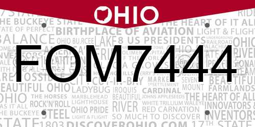 FOM7444 Ohio License Plate