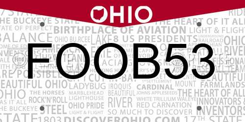 FOOB53 Ohio License Plate
