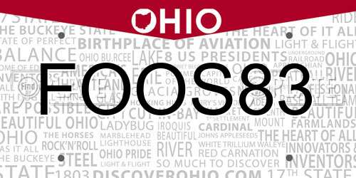 FOOS83 Ohio License Plate