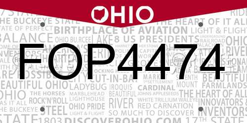 FOP4474 Ohio License Plate