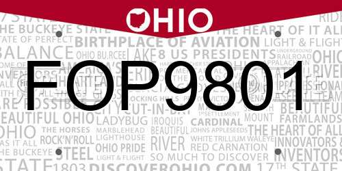 FOP9801 Ohio License Plate
