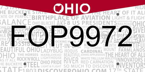 FOP9972 Ohio License Plate