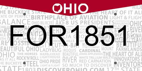 FOR1851 Ohio License Plate