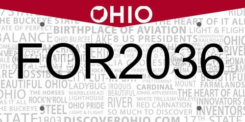 FOR2036 Ohio License Plate