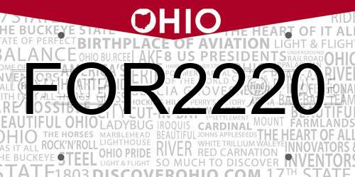 FOR2220 Ohio License Plate