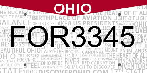 FOR3345 Ohio License Plate