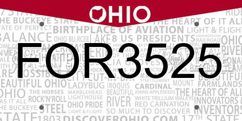 FOR3525 Ohio License Plate
