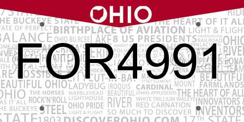 FOR4991 Ohio License Plate