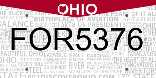 FOR5376 Ohio License Plate