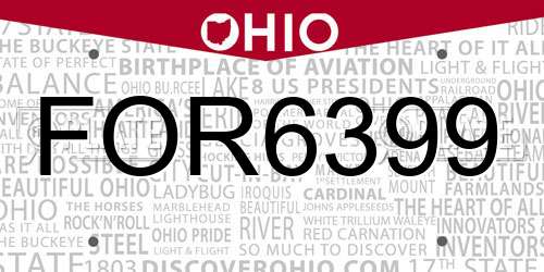 FOR6399 Ohio License Plate