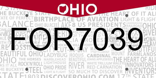 FOR7039 Ohio License Plate