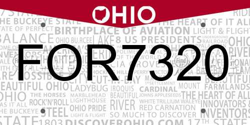 FOR7320 Ohio License Plate