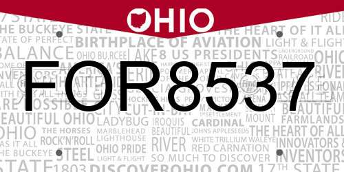 FOR8537 Ohio License Plate