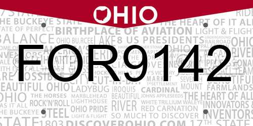 FOR9142 Ohio License Plate