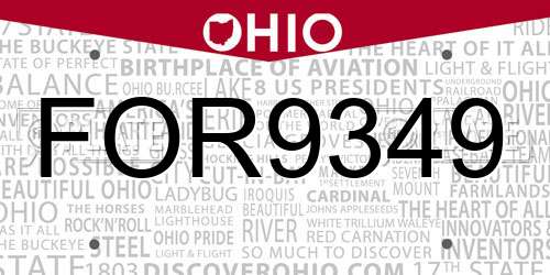 FOR9349 Ohio License Plate
