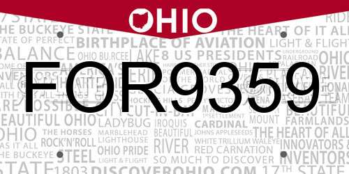 FOR9359 Ohio License Plate