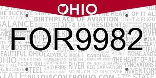 FOR9982 Ohio License Plate