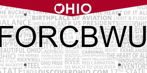 FORCBWU Ohio License Plate