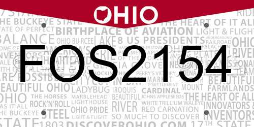 FOS2154 Ohio License Plate