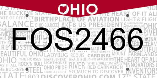 FOS2466 Ohio License Plate