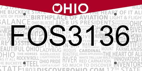 FOS3136 Ohio License Plate