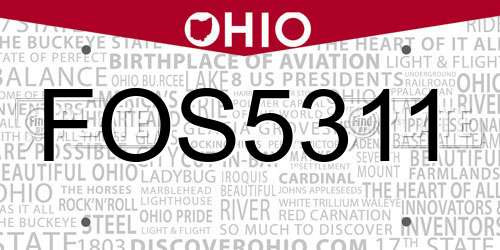 FOS5311 Ohio License Plate