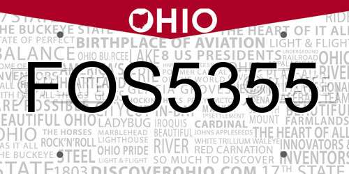 FOS5355 Ohio License Plate