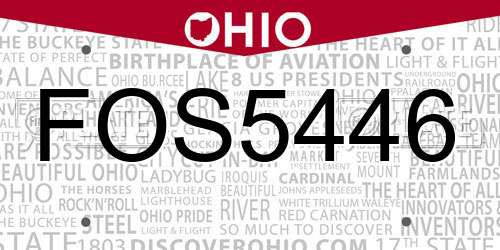 FOS5446 Ohio License Plate