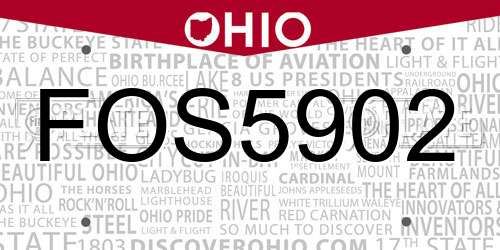 FOS5902 Ohio License Plate