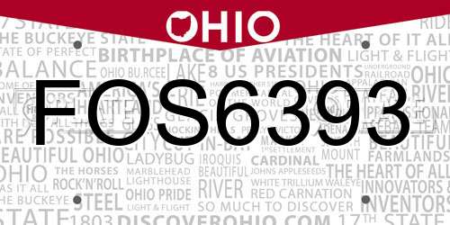 FOS6393 Ohio License Plate