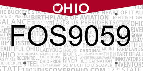 FOS9059 Ohio License Plate
