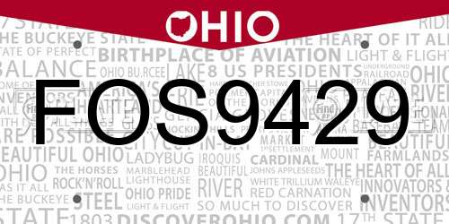 FOS9429 Ohio License Plate