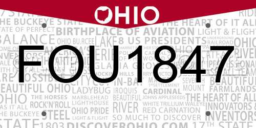 FOU1847 Ohio License Plate