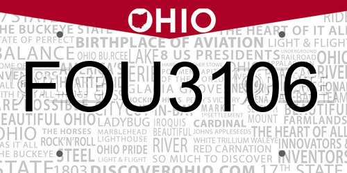 FOU3106 Ohio License Plate
