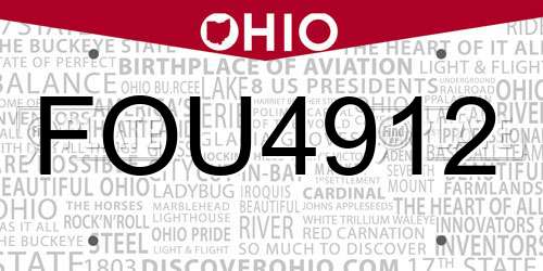 FOU4912 Ohio License Plate