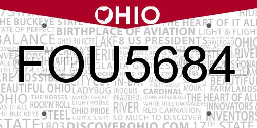 FOU5684 Ohio License Plate